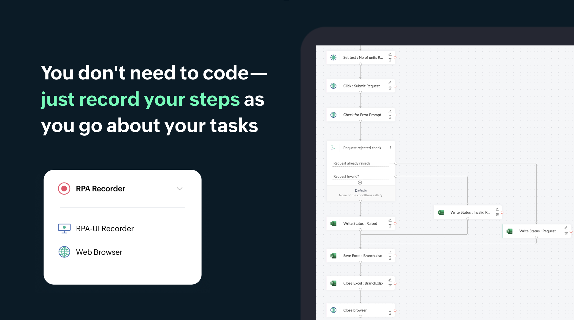 screenshot of Zoho RPA